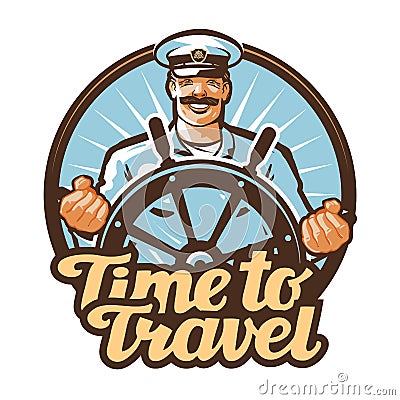 Travel vector logo. journey, sailor, ship captain icon Vector Illustration