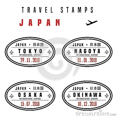 Japan passport stamps Vector Illustration