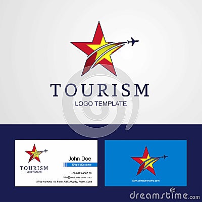 Travel Vietnam flag Creative Star Logo and Business card design Vector Illustration