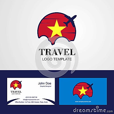 Travel Vietnam Flag Logo and Visiting Card Design Vector Illustration