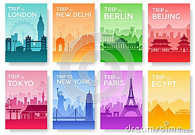 Travel of the world brochure with typography set. England country icon. England country. India country. Germany country Vector Illustration