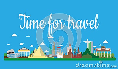 Travel on the world flat vector illustration. Vector Illustration