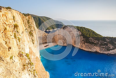 Travel Zakynthos island Greece shipwreck Navagio beach summer vacation Stock Photo