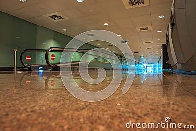 Travelator at airport terminal Stock Photo