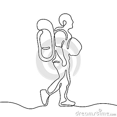 Backpacker continuous line vector illustration Vector Illustration