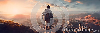 traveler exploring a new city during a break from remote work, capturing the essence of nomad life. Generative AI Stock Photo