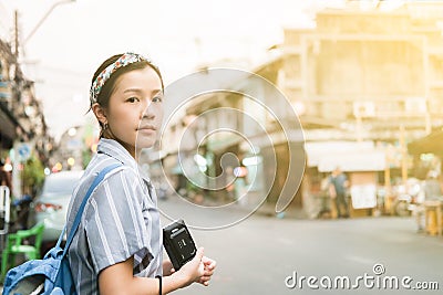 Traveler girl Stock Photo