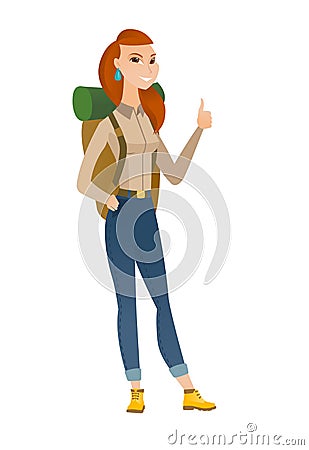 Traveler giving thumb up vector illustration. Vector Illustration