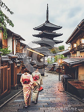 Traveler in Higashiyama District, Kyoto, Japan Stock Photo