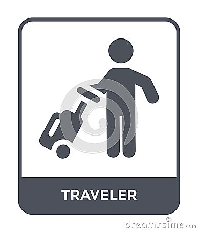 traveler icon in trendy design style. traveler icon isolated on white background. traveler vector icon simple and modern flat Vector Illustration