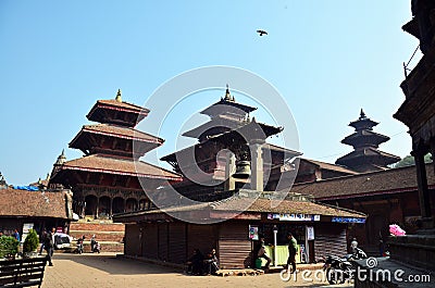 Traveler and Nepalese people come to Patan Durbar Editorial Stock Photo