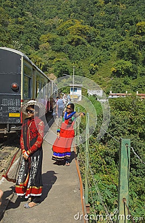 Traveler's waiting to board the train to Shimla Editorial Stock Photo