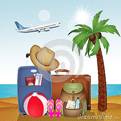 Traveler travel objects illustration Cartoon Illustration