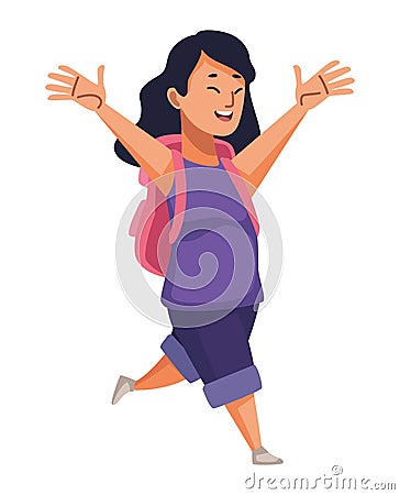 traveler woman running Vector Illustration