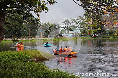 Travelers boat riding at the kodaikanal lake near the boat house. Editorial Stock Photo