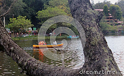 Travelers boat riding at the kodaikanal lake near the boat house. Editorial Stock Photo