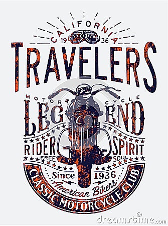 Travelers classic motorcycle riders legend Vector Illustration