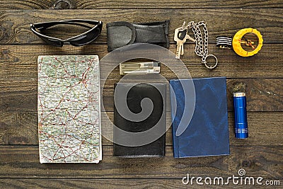 Travelers equipment Stock Photo