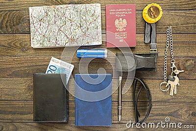 Travelers equipment Stock Photo