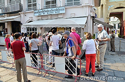 Travelers queue to buy ticket before entering the Gland Palace o Editorial Stock Photo