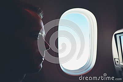 Traveling by airplane Stock Photo