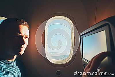 Traveling by airplane Stock Photo