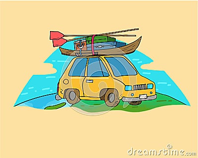 Traveling around Europe in doodle style Vector Illustration