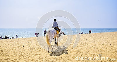 Traveling around the seashores and Beaches across the India, Asia. Puri of Odisha or Orissa in India a very old popular city,beach Editorial Stock Photo