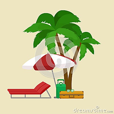 Traveling bag suitcase for trip or vocation, tourism icon baggage voyage, vector illustration. Summer vocations tourist Vector Illustration