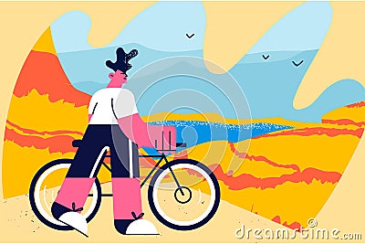 Traveling on bicycle vector illustration. Vector Illustration