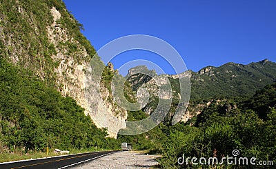 Traveling by bus in nuevo leon, mexico Stock Photo