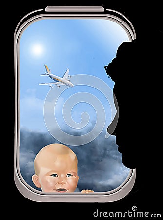 traveling with children Cartoon Illustration