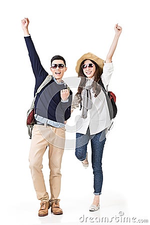 Traveling couple feel exciting Stock Photo