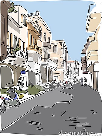 Traveling European Greece street sketch Stock Photo