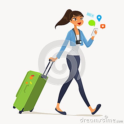Traveling girl Vector Illustration