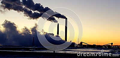 Factory scenic sunset Stock Photo