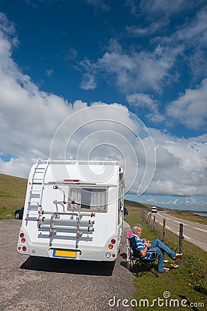 Traveling by mobil home Stock Photo