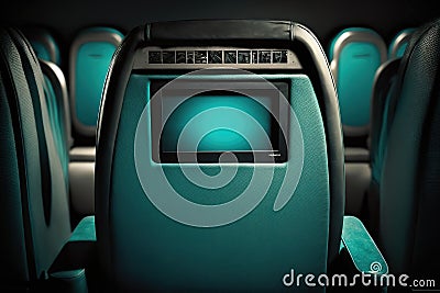 turquoise cinema seat row with scree, generative AI Stock Photo