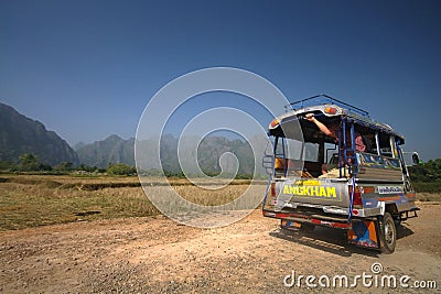 Traveling in South East Asia on Tuk-Tuk Editorial Stock Photo