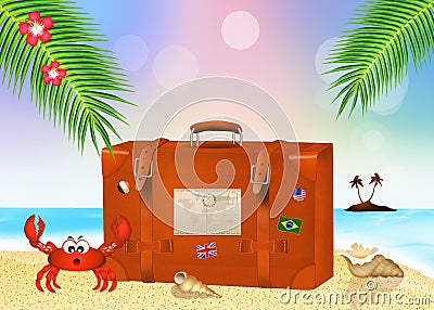 Traveling suitcase Cartoon Illustration