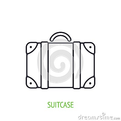 Traveling suitcase. Outline icon. Vector illustration. Baggage for vacation. Symbol of summertime, travel and tourism. Vector Illustration