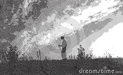 Traveller - etching Stock Photo