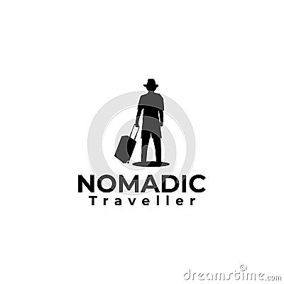 Traveller man adventure logo design Vector Illustration