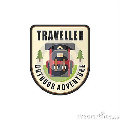 Traveller Outdoor Adventure Logo Design Vector Illustration