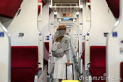 traveller woman walking at Krung Thep Aphiwat Central Terminal Stock Photo