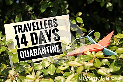 Travellers 14 days quarantine, Covid-19 coronavirus prevention implemented in some country. Stock Photo