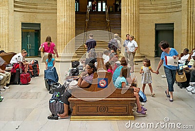 Travellers Waiting Inside Chicago Union Station Editorial Stock Photo