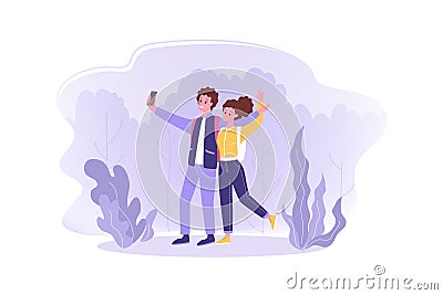 Travelling, hiking, tourism, nature concept Vector Illustration