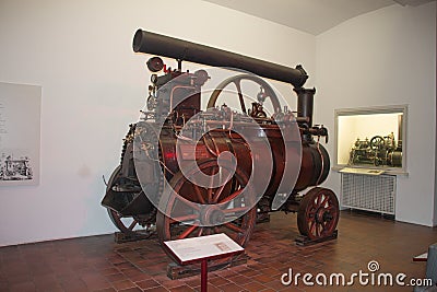 Travelling steam locomobile in The Deutsches Museum. Munich. Germany. Editorial Stock Photo