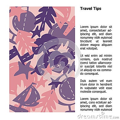 Travel Tips text example with travelling symbols illustration Vector Illustration